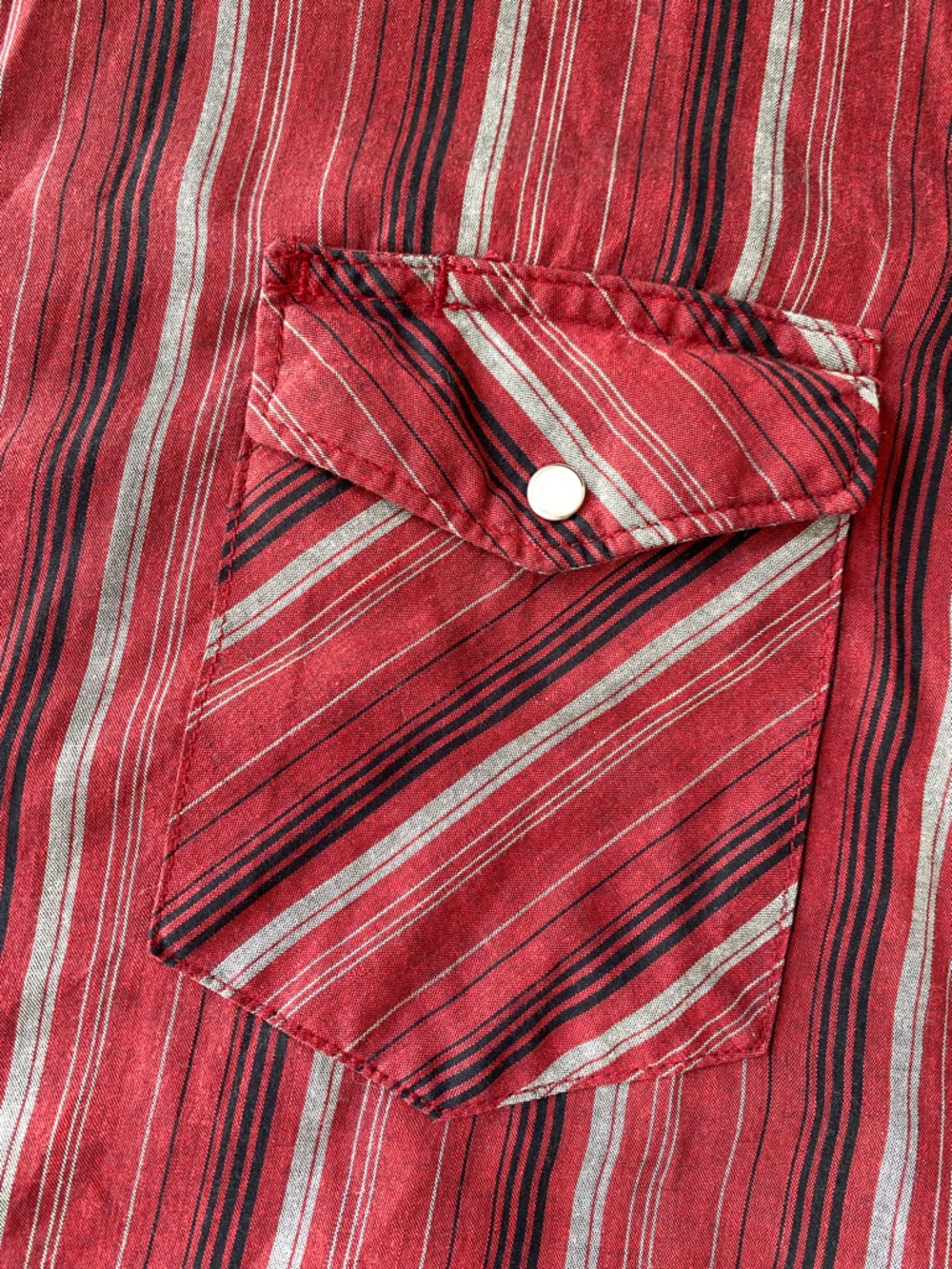 Wrangler Men's Short Sleeve Striped Western Pearl Snap Shirt XXL Red Y2K Vintage - Picture 6 of 9